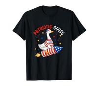 Patriotic Goose 4th of July US Flag Fireworks Funny Farmer T-Shirt