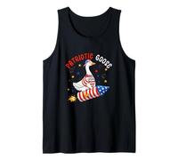 Patriotic Goose 4th of July US Flag Fireworks Funny Farmer Tank Top