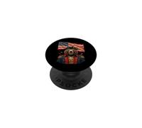 Patriotic Grizzly Bear Revolutionary General Flag PopSockets Adhesive PopGrip