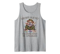 Patriotic Grumpy Old Vet Crayons ONLY Eater Dad Grandpa Meme Tank Top