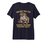 Patriotic Grumpy Old Vet EAT Crayons Salty Retired Dad Premium T-Shirt