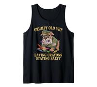 Patriotic Grumpy Old Vet EAT Crayons Salty Retired Dad Tank Top