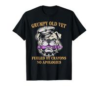 Patriotic Grumpy Old Vet Fueled BY Crayons Voluntold Bulldog Value Graphic T-Shirt