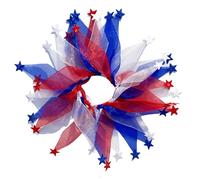 Patriotic hairscrunchie- Red White Blue Ponytail Holder, Star Pattern hairBand, Long Lasting Elastic hairTie | Independence Day hairAccessory for Women Girls, Holiday Stylish Parties Decoration