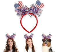 Patriotic Headband 4th of July Hair Accessories Patriotic Party Supplies USA Flag Star Design Blue Red Ribbon Stars Hair Decoration Cute Hair Hoop for Women Girls Kids 1 Pcs (Heart, M)