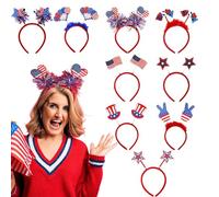 Patriotic Headband, Patriotic Head Boppers,Patriotic Flag Party Hats | 9x Memorial Day Independence Day Accessories, 4th of July Parades, BBQ, Party Favors