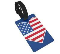 Patriotic Heart Flag Luggage Tags for Suitcases - Durable PVC ID Tags with Detachable Straps for Travel, Backpack, Golf Bag, Anti-Loss