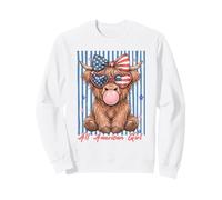 Patriotic Highland Cow Pink Bubble Sunglasses Sweatshirt