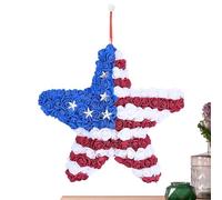 Patriotic Holiday Wreath, Front Door Celebration Decoration, American Theme Display System with Memorial Design Feature, Seasonal Decor Kit, Decorative Independence Accent for Party Home Wall