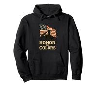 Patriotic 'Honor the Colors' Saluting Silhouette and Flag Pullover Hoodie