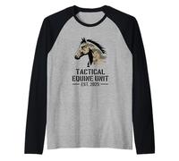 Patriotic Horse Head Digital Camo Western Equestrian Art Raglan Baseball Tee