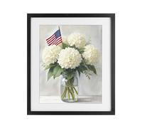 Patriotic Hydrangea Shabby Chic, 17 x 21 Inch Framed Print Under Glass
