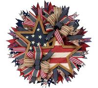 Patriotic Independence Day Wreath, American Flag Garland Front Door Decorations, Independence Day Wreath ffor Indoor Outdoor Home Decor（1set）, Red