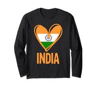 Patriotic India Cute Heart Graphic Indian Flag Girls Kids Long Sleeve T-Shirt