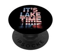 Patriotic It's Lake Time USA Boaters Outdoor Fun PopSockets Adhesive PopGrip
