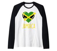 Patriotic Jamaica Cute Heart Jamaican Flag Boys Kids Raglan Baseball Tee