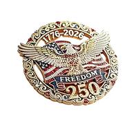 Patriotic Lapel Pin 250th Anniversary Brooch Alloy Gold Tone Red White Blue July 4th Theme for Scarf Bag Decoration