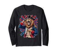 Patriotic Lion General Saluting July 4th Long Sleeve T-Shirt