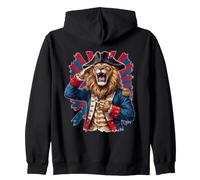 Patriotic Lion General Saluting July 4th Zip Hoodie