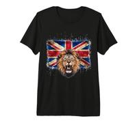 Patriotic Lion with Grunge British Flag for British English Premium T-Shirt