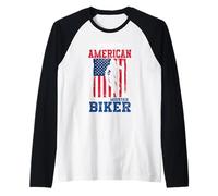 Patriotic Living the American Dream Bicycle Cycling Cyclist Raglan Baseball Tee