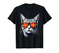 Patriotic Macedonia Tabby Cat Macedonian Flag T-Shirt
