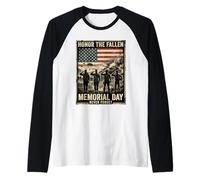 Patriotic Memorial Day Honor The Fallen Military Tribute Raglan Baseball Tee