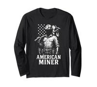 Patriotic Miner US Flag Labor Day Pride Mineral Mining Long Sleeve T-Shirt