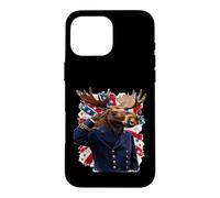 Patriotic Moose Saluting American Flag Military Case for iPhone 16 Pro Max