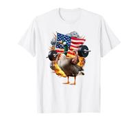 Patriotic Muscle Goose Weightlifting Graphic Design T-Shirt