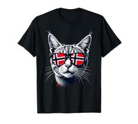 Patriotic Norway Tabby Cat Norwegian Flag T-Shirt
