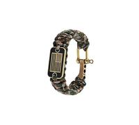 Patriotic Paracord Survival Bracelet for Men - Bronze US Flag Pendant Tactical Gear with Multi-Tool Functions, Adjustable Size (12-25cm), Green Camo Gold Thread Design