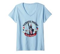 Patriotic Parent, Party Planner V-Neck T-Shirt, Women, Baby Blue, M
