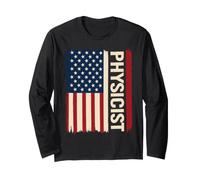 Patriotic Physics American Flag Science Teacher Long Sleeve T-Shirt