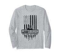 Patriotic Pittsburgh Steel City Born USA Flag Pittsburgh Long Sleeve T-Shirt