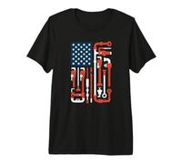 Patriotic Plumber Handyman USA Flag Pipe Wrench Worker Pro Premium T-Shirt