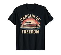 Patriotic Pontoon Captain Fourth July American Flag Boat 4th T-Shirt