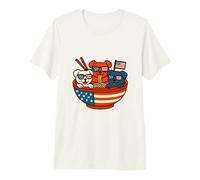 Patriotic Pup & Ramen Stars, Stripes, and Slurps, Funny 4th Premium T-Shirt