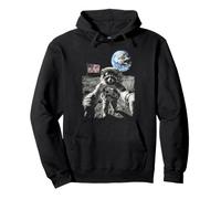 Patriotic Raccoon Astronaut Moon Design Adventure Pullover Hoodie
