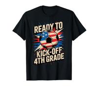 Patriotic Ready KICK Off 4th Grade Soccer Teacher Happy US Value Graphic T-Shirt