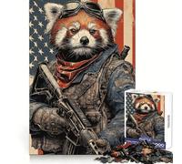 Patriotic Red Panda Soldier Jigsaw Puzzles for Adults 1000 Piece Reason Skill Toy Anxiety Relief Exact Cut Elegant Gift (38x26cm)
