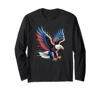 Patriotic Red White and Blue Splatter Eagle Long Sleeve T-Shirt