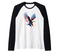 Patriotic Red White and Blue Splatter Eagle Raglan Baseball Tee