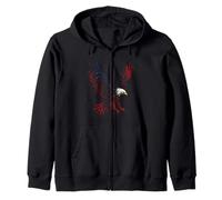 Patriotic Red White and Blue Splatter Eagle Zip Hoodie