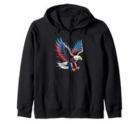 Patriotic Red White and Blue Splatter Eagle Zip Hoodie