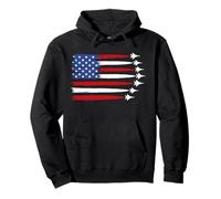 Patriotic Red White Blue USA Flag Fighter Jets 4th of July Pullover Hoodie