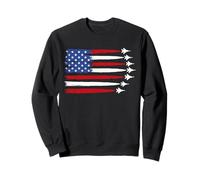 Patriotic Red White Blue USA Flag Fighter Jets 4th of July Sweatshirt