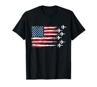 Patriotic Red White Blue USA Flag Fighter Jets 4th of July T-Shirt