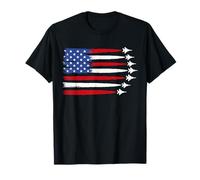 Patriotic Red White Blue USA Flag Fighter Jets 4th of July T-Shirt
