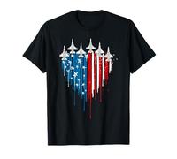 Patriotic Red White Blue USA Flag Fighter Jets 4th of July T-Shirt